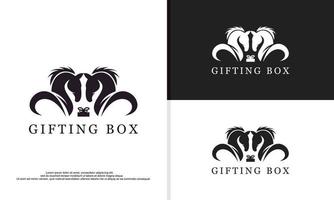 logo illustratie vector grafisch van tweeling paard en geschenk doos.