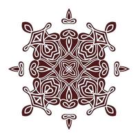 hand- tekening mandala element, silhouet in Marsala kleur. Italiaans majolica stijl vector