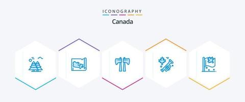 Canada 25 blauw icoon pak inclusief teken. Canada. bijl. vlag. spreker vector