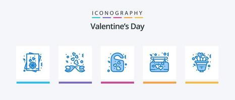 valentijnsdag dag blauw 5 icoon pak inclusief liefde. liefde. liefde. hangen. affectie. creatief pictogrammen ontwerp vector