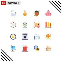 voorraad vector icoon pak van 16 lijn tekens en symbolen voor gegevens gelukkig voedsel baby kip bewerkbare pak van creatief vector ontwerp elementen