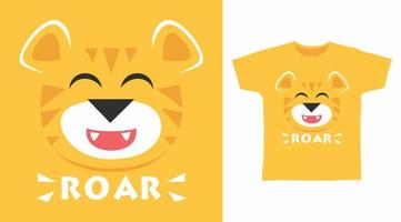 schattig weinig tijger tekenfilm t-shirt concept ontwerp vector
