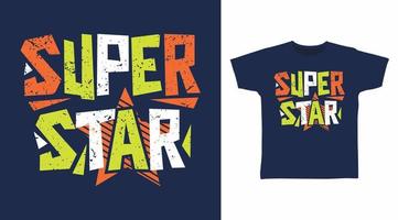 super ster t-shirt en kleding modieus ontwerp met uniek typografie vector