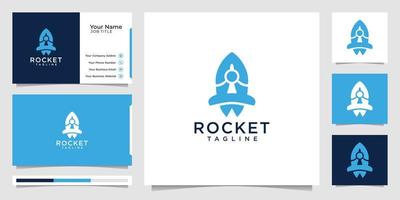 raket logo ontwerp en bedrijf kaart.premie vector