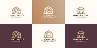 creatief van luxe huis ontwerp verzameling. minimaal ontwerp huis, inspiratie, abstract, gebouw. vector