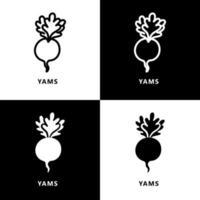 yams biologisch fabriek icoon logo. zoet aardappel biologisch landbouw symbool illustratie vector