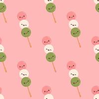 dango naadloos patroon Japans traditioneel toetje geïsoleerd Aan wit. Hanami dango toetje vector