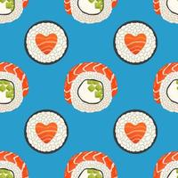 sushi broodjes naadloos patroon Japan Aziatisch voedsel vector ontwerp geïsoleerd Aan kleurrijk achtergrond. vector illustratie