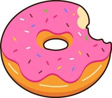 aardbei donut met beet Mark toetje icoon element illustratie vlak sticker zwart stijl vector