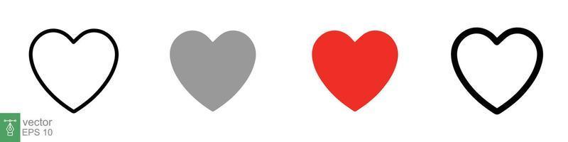 hart icoon set. liefde symbool in vlak, stevig, schets stijl. zwart, rood liefde hart vorm verzameling, romantisch concept. vector illustratie ontwerp geïsoleerd Aan wit achtergrond. eps 10.