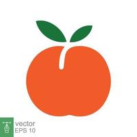 perzik icoon. gemakkelijk vlak stijl. vers oranje perziken met groen bladeren, tropisch fruit, biologisch, blad, gezond voedsel concept. vector illustratie geïsoleerd Aan wit achtergrond. eps 10.