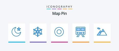 kaart pin blauw 5 icoon pak inclusief . berg. hotel. camping. metro. creatief pictogrammen ontwerp vector