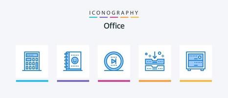 kantoor blauw 5 icoon pak inclusief . archief. werk. dek. creatief pictogrammen ontwerp vector