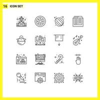 pictogram reeks van 16 gemakkelijk contouren van kip school- voedsel aan het leren onderwijs bewerkbare vector ontwerp elementen