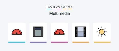 multimedia lijn gevulde 5 icoon pak inclusief . prestatie. versnelling. creatief pictogrammen ontwerp vector