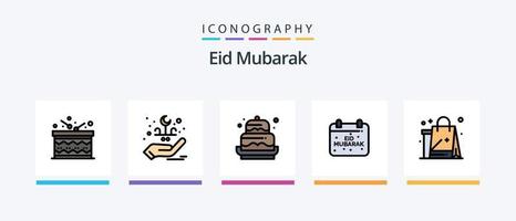 eid mubarak lijn gevulde 5 icoon pak inclusief Islam. bidden. doeken. tapijt. hand. creatief pictogrammen ontwerp vector