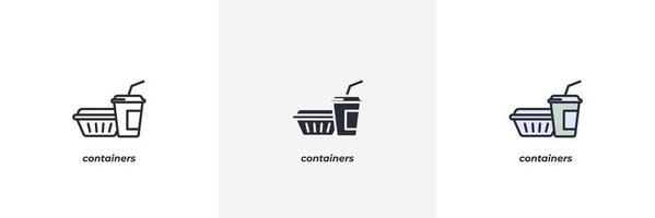 containers icoon. lijn, solide en gevulde schets kleurrijk versie, schets en gevulde vector teken. idee symbool, logo illustratie. vector grafiek