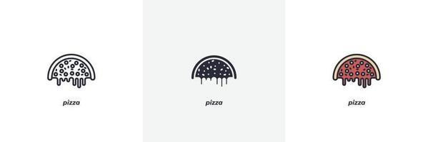 pizza icoon. lijn, solide en gevulde omtrek kleurrijke versie, omtrek en gevuld vectorteken. idee symbool, logo afbeelding. vectorafbeeldingen vector