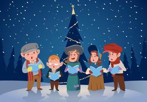 Kid Group of Carolers Vector