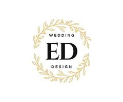 ed initialen brief bruiloft monogram logos verzameling, hand- getrokken modern minimalistisch en bloemen Sjablonen voor uitnodiging kaarten, opslaan de datum, elegant identiteit voor restaurant, boetiek, cafe in vector