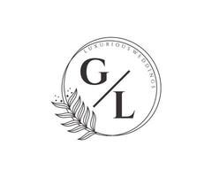 gl initialen brief bruiloft monogram logos sjabloon, hand- getrokken modern minimalistisch en bloemen Sjablonen voor uitnodiging kaarten, opslaan de datum, elegant identiteit. vector