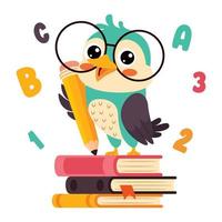 onderwijs illustratie met tekenfilm vogel vector