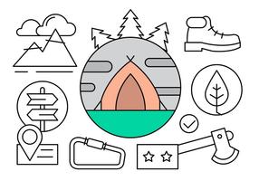 Lineaire Camping Illustratie vector