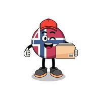 Noorwegen vlag mascotte tekenfilm net zo een koerier vector