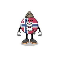 karakter tekenfilm van Noorwegen vlag net zo een veteraan vector