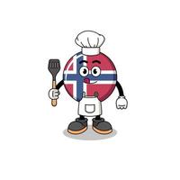 mascotte illustratie van Noorwegen vlag chef vector