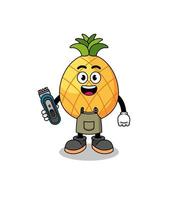 tekenfilm illustratie van ananas net zo een kapper Mens vector