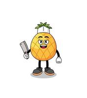 mascotte van ananas net zo een slager vector