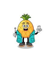 illustratie van ananas mascotte net zo een tandarts vector