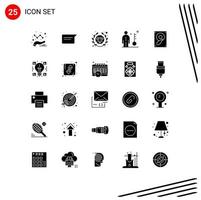 pictogram reeks van 25 gemakkelijk solide glyphs van spreker muziek- kwaliteit persoon baan bewerkbare vector ontwerp elementen