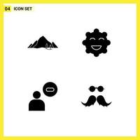 modern reeks van 4 solide glyphs pictogram van berg Mens natuur biscuits minder bewerkbare vector ontwerp elementen