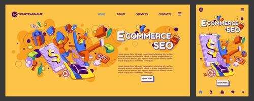 e-commerce, seo landen, app ui ux aan boord scherm vector