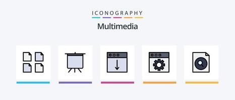 multimedia lijn gevulde 5 icoon pak inclusief . bladzijde. Mac. app. creatief pictogrammen ontwerp vector