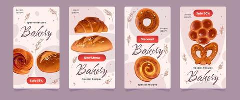 bakkerij winkel sociaal media Sjablonen voor verhalen vector