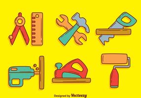 Hand getekende Bricolage Tool Kit Vector