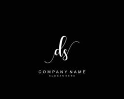 eerste ds schoonheid monogram en elegant logo ontwerp, handschrift logo van eerste handtekening, bruiloft, mode, bloemen en botanisch met creatief sjabloon. vector