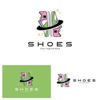 sneakers schoen logo-ontwerp, vectorillustratie van trending jeugdschoeisel, eenvoudig funky concept vector