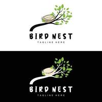 vogel nest logo ontwerp, vogel huis vector voor eieren, vogel boom logo illustratie