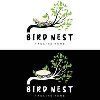 vogel nest logo ontwerp, vogel huis vector voor eieren, vogel boom logo illustratie