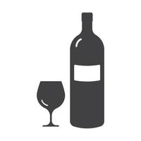 wijn glas en fles geïsoleerd vlak ontwerp vector illustratie.