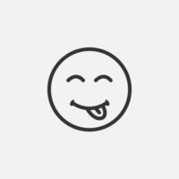 schets heerlijk smakelijk voedsel symbool, lekker en hongerig glimlach emoji met tong likken mond icoon vector illustratie.web