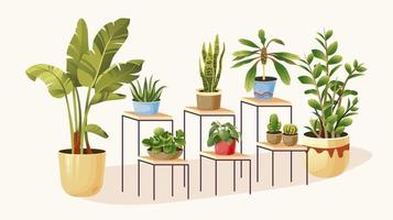 ingemaakt planten set. kamerplanten in de interieur. vector illustratie