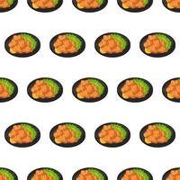 tekenfilm karaage, Japans voedsel naadloos patroon Aan kleurrijk achtergrond vector