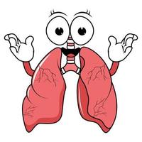 schattig menselijk longen tekenfilm grafisch vector
