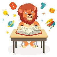 onderwijs illustratie met tekenfilm leeuw vector