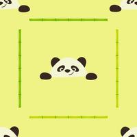 een naadloos patroon met bamboe stengels en panda gezicht vector